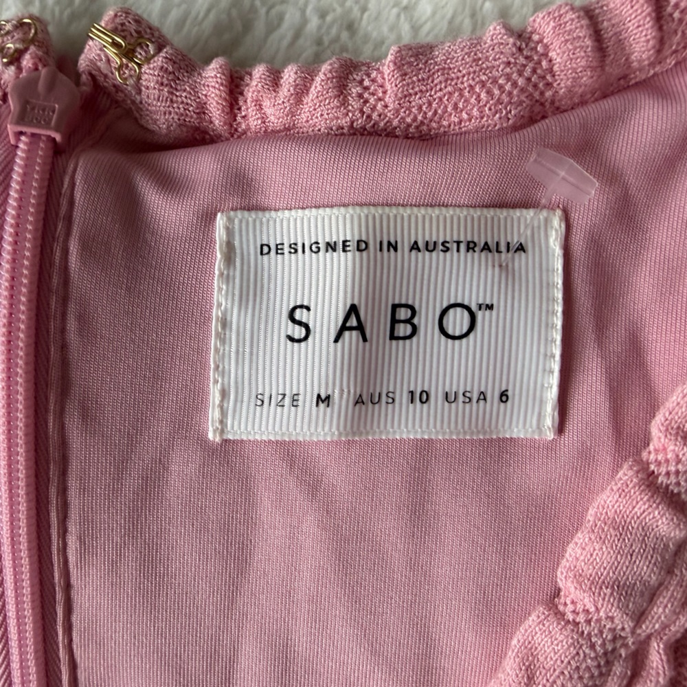 Sabo Skirt Pink Textured Cut-Out Mini Dress - Size Medium - Picture 3 of 4